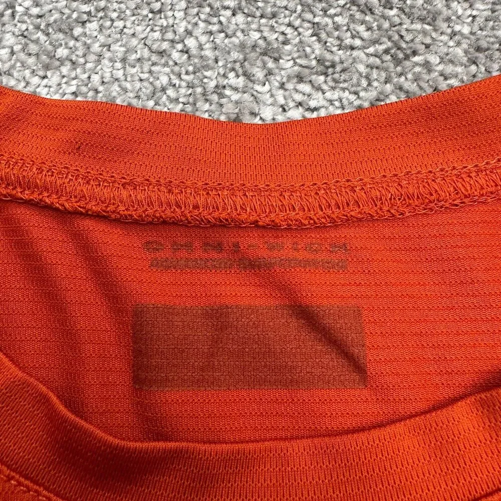Columbia Omni Wick Shirt Men Medium Orange Long Sleeve Henley Neck Casual Active
